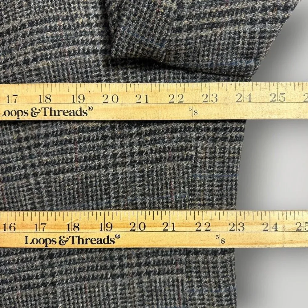 VTG PENDLETON Mens Blazer Sport Coat Two Button Jacket 46L Tweed Wool Plaid Gray